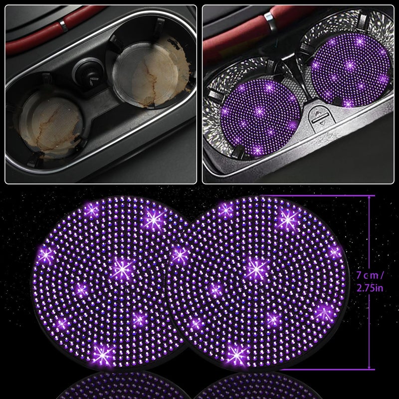 Nbtepem 8 Pcs Bling Car Accessories Set For Women  Steering Wheel Cover  Sparkly Seat Belt Covers  Bling Gear Shift Cover  Universal Fit Most Cars (Purple Violet Diamond) - Image 5