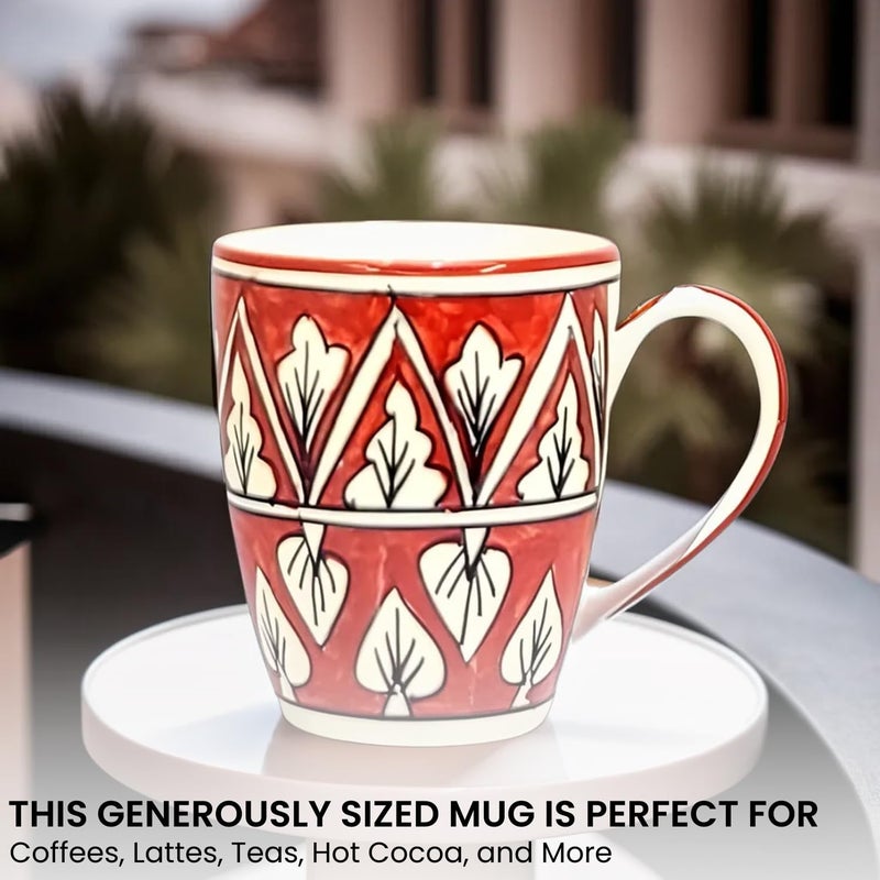 KITTENS Red Art Pattern Coffee Mug, 375ml Tea and Coffee Mugs Set of 4, Microwave & Dishwasher Safe, Hand Painted, Aesthetic Tea Cup Ideal for Home & Office - Image 3