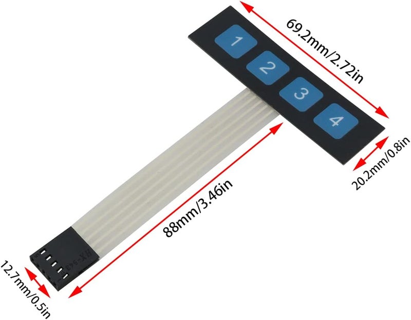 كلاراكو klarako 4PCS Matrix Array 4 Key Membrane Switch Keypad Keyboard Membrane 1x4 Keypad - Image 2