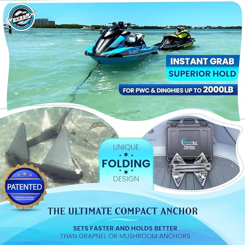 WAVESRX TriAnchor - Stainless Steel Folding PWC & Boat Anchor Kit | Sets Instantly for Effortless Boat & Jet Ski Anchoring | Compact Patented Designed Pontoon Boat Anchor | Better Than Plow & Box Anchor 5LB - Image 2