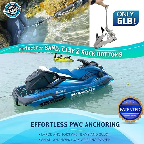 WAVESRX TriAnchor - Stainless Steel Folding PWC & Boat Anchor Kit | Sets Instantly for Effortless Boat & Jet Ski Anchoring | Compact Patented Designed Pontoon Boat Anchor | Better Than Plow & Box Anchor 5LB - Image 3