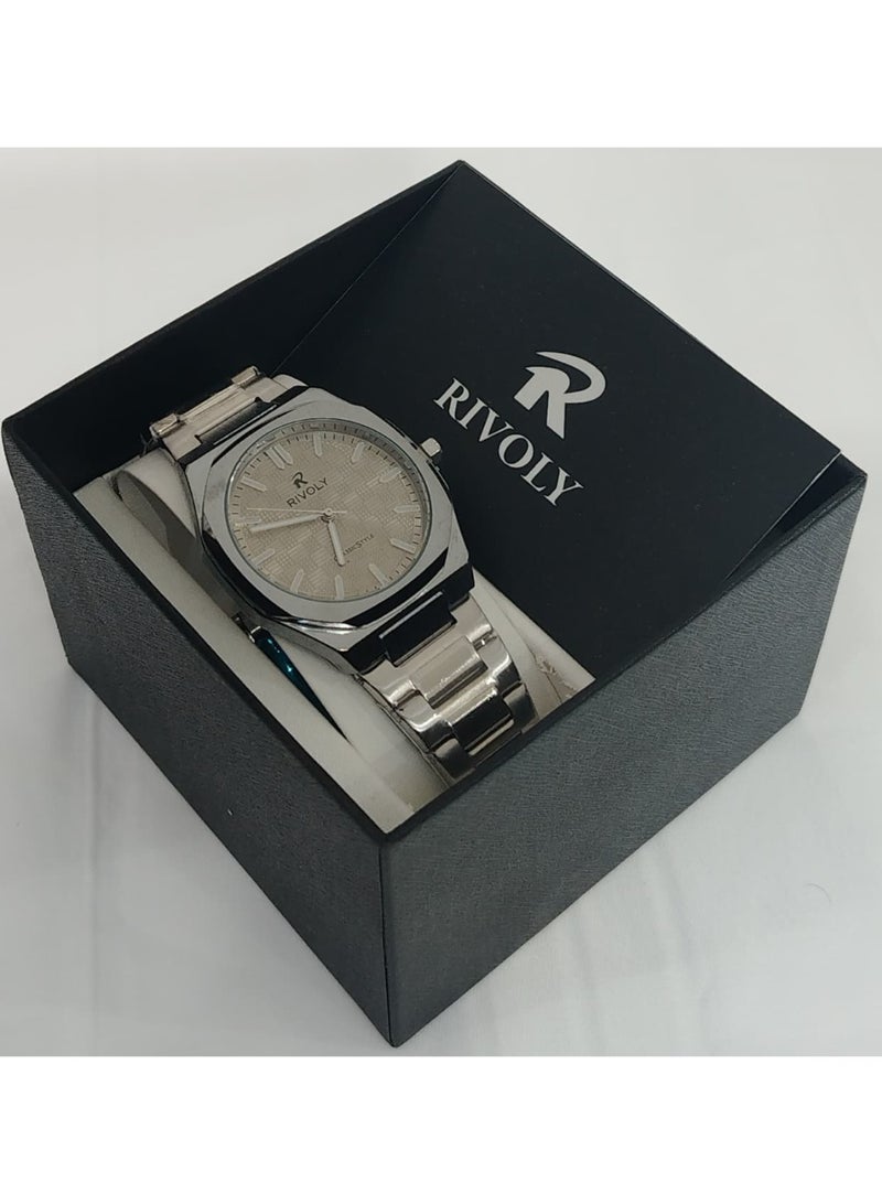 ريفولي ساعة يد للرجال من الستانلس ستيل