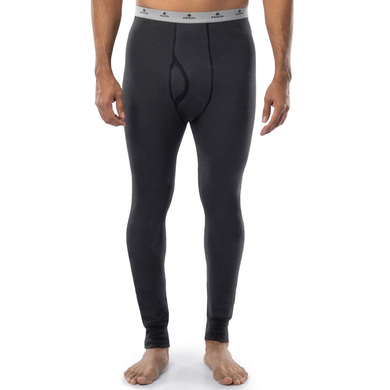 Indera Expedition Weight Cotton Raschel Knit Long Johns Thermal Underwear for Men, Black, XL - Image 1
