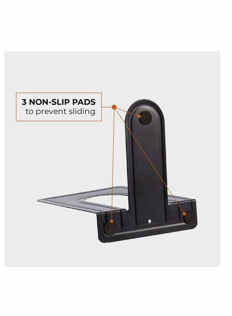 Heavy Duty Bookends, 4 Pairs 8 Pieces Anti-Slip Book Stopper Supports For Books, CDs, Dividers for Shelves Library School Offic Home Study Metal Bookends (Black Metal) - Image 2