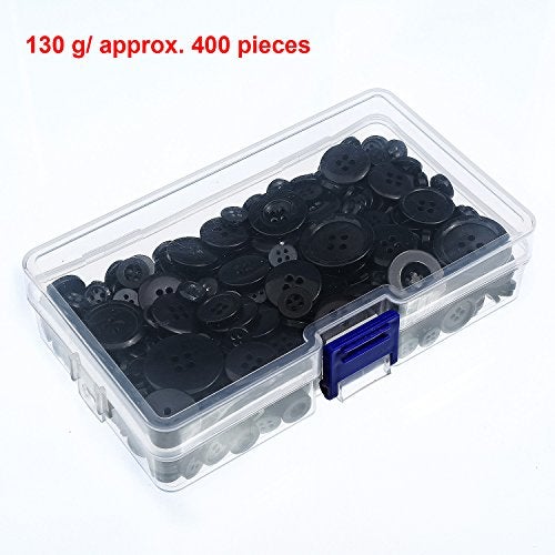 Bememo 400 Pcs Black Buttons for Crafts 2 and 4 Holes Assorted Size Round Sewing Suit Buttons Bulk 7 Sizes with Storage Box for Clothes Sewing Crafts DIY Holiday Decoration - Image 4
