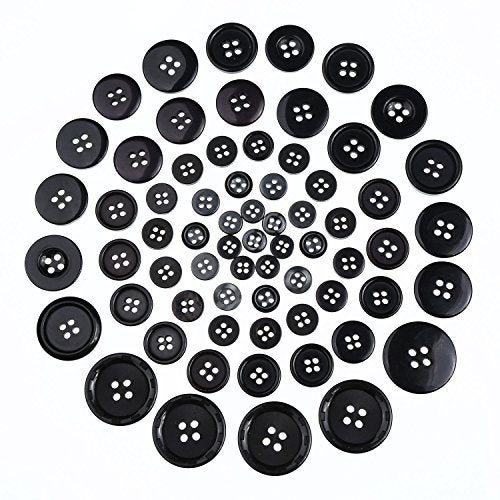 Bememo 400 Pcs Black Buttons for Crafts 2 and 4 Holes Assorted Size Round Sewing Suit Buttons Bulk 7 Sizes with Storage Box for Clothes Sewing Crafts DIY Holiday Decoration - Image 3