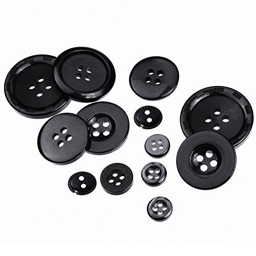 Bememo 400 Pcs Black Buttons for Crafts 2 and 4 Holes Assorted Size Round Sewing Suit Buttons Bulk 7 Sizes with Storage Box for Clothes Sewing Crafts DIY Holiday Decoration - Image 5
