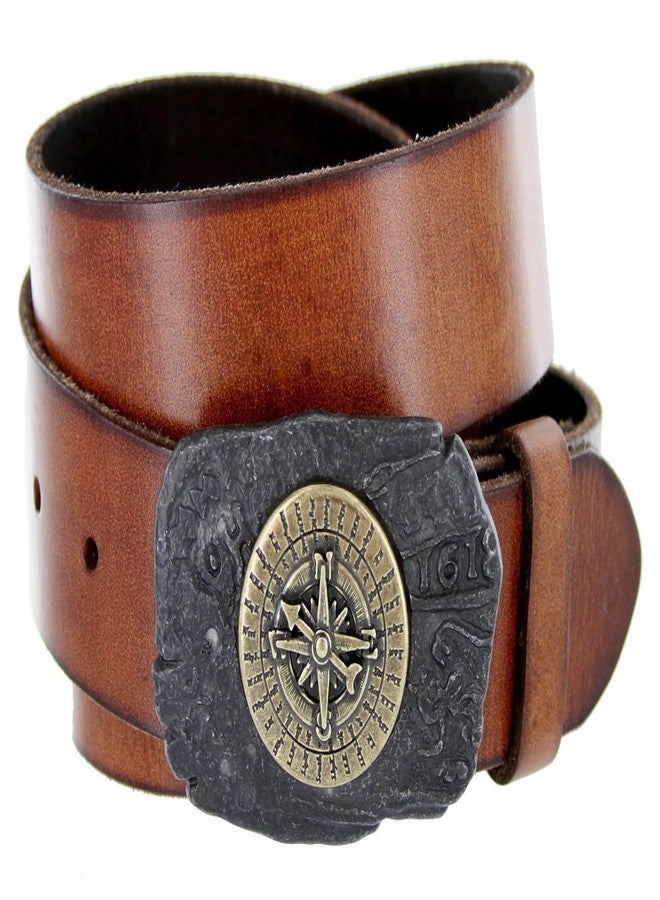 حزام بوصلة بحار عتيق الطراز من النحاس الأصفر للرجال (لون بني فاتح، مقاس 42)