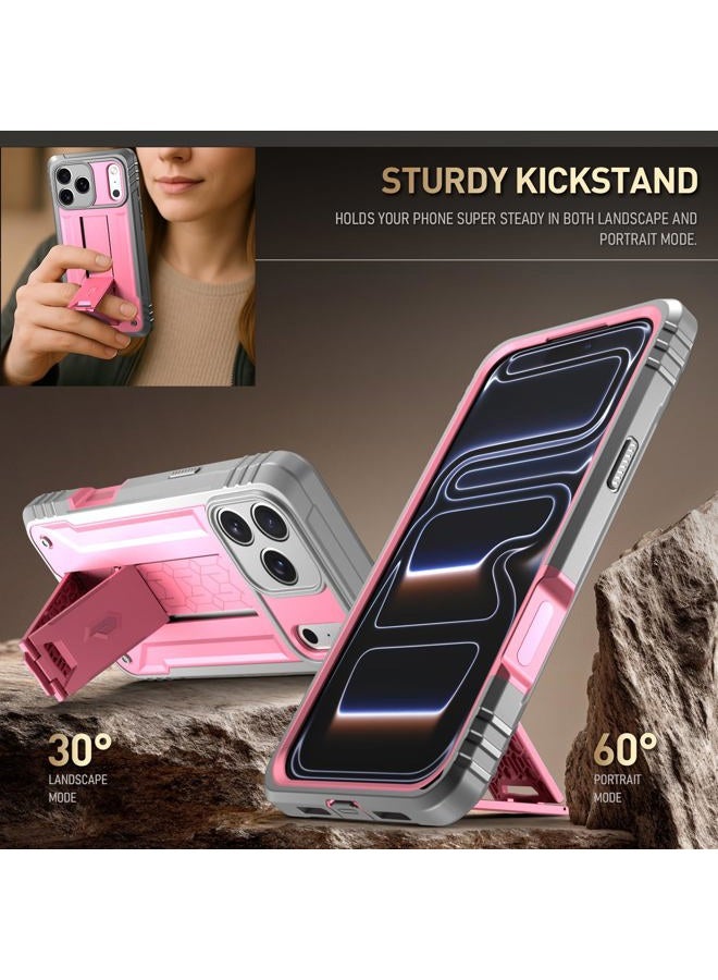 POETIC for iPhone 17 Pro Max Case with Camera Control Capture Button, [Built-in Stand] [Built-in Screen Protector] Full-Body Military Grade Rugged Phone Case for iPhone 17 Pro Max, Pink - Image 4