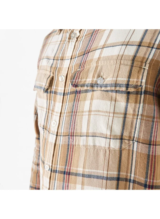 Lee Cooper Lee Cooper Regular Fit Checked Shirt with Collar and Long Sleeves
