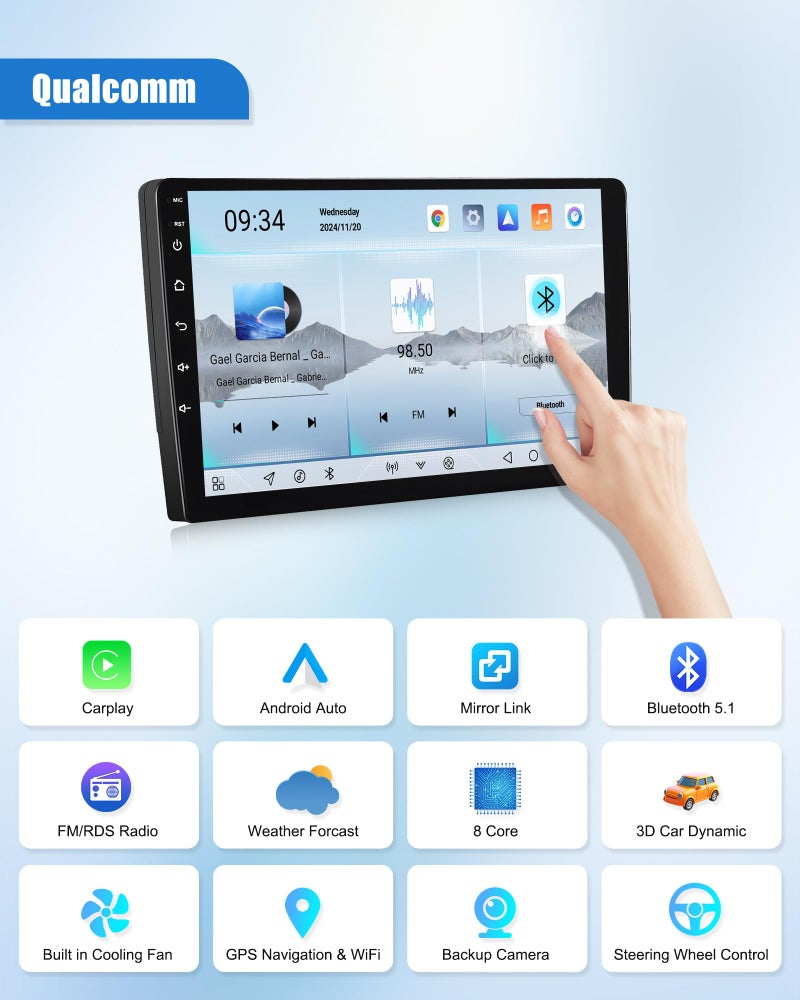 SIXWIN 8 Core Qualcomm Android Car Stereo for Ford Explorer 2005-2010 10.1 Inch Touch Screen with CarPlay Android Auto 4G+64G Bluetooth Cooling Fan Weather Forecast UI Design Intelligent Voice - Image 5