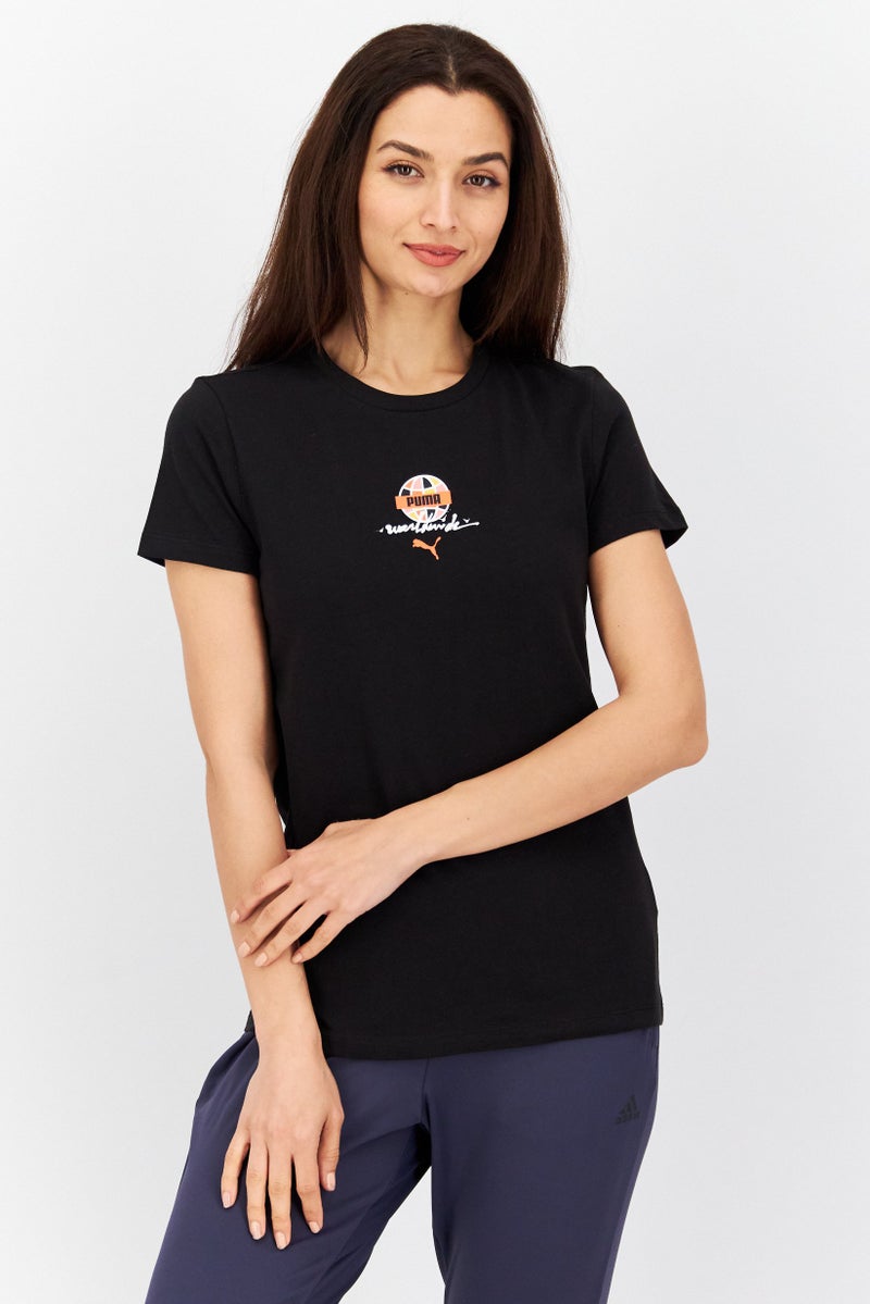 PUMA Women Sportswear Fit Short Sleeve Training Top, Black - Image 1