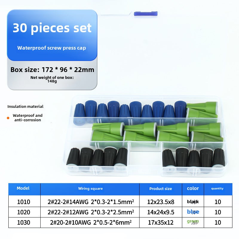 Spiral Wire Cap Waterproof Crimp Terminals P1P2P3P4P6 30 sets of boxes 