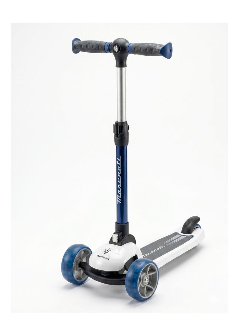 Maserati 3-Wheel Folding Kick Scooter for Kids Ages 3-8 | Adjustable Height, Flashing LED Light-Up Wheels & Lean-to-Steer | Lightweight Toddler Scooter for Boys & Girls - Image 1