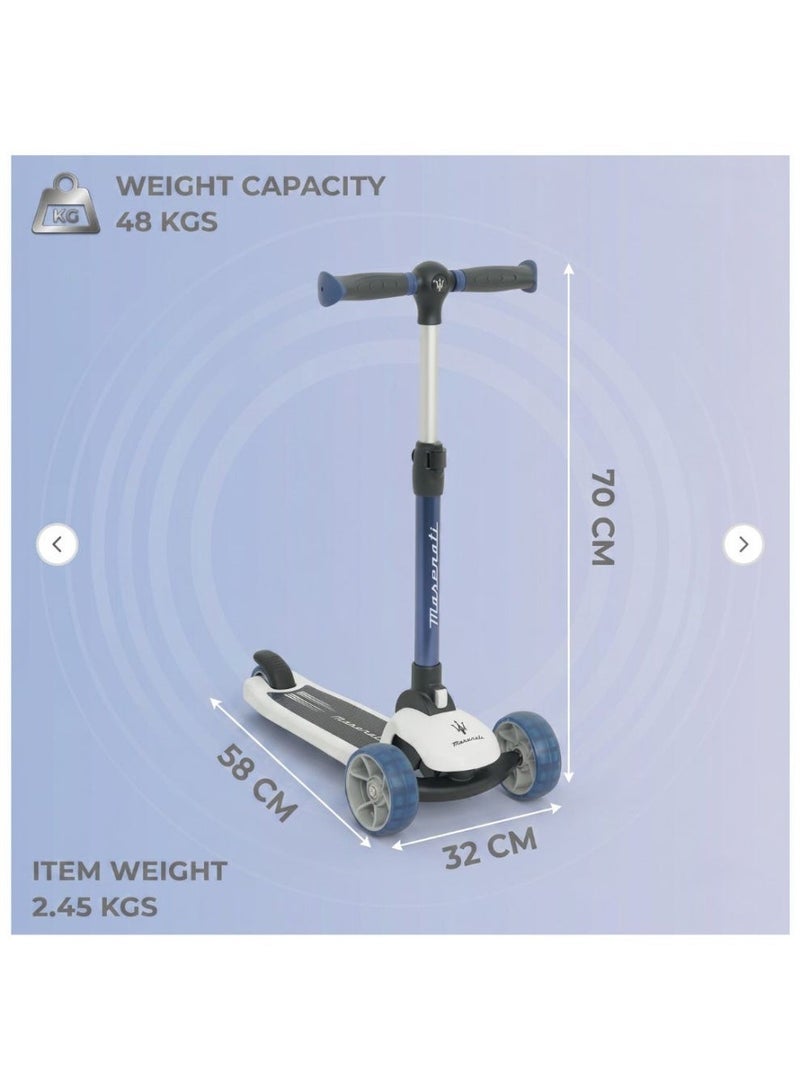 Maserati 3-Wheel Folding Kick Scooter for Kids Ages 3-8 | Adjustable Height, Flashing LED Light-Up Wheels & Lean-to-Steer | Lightweight Toddler Scooter for Boys & Girls - Image 5