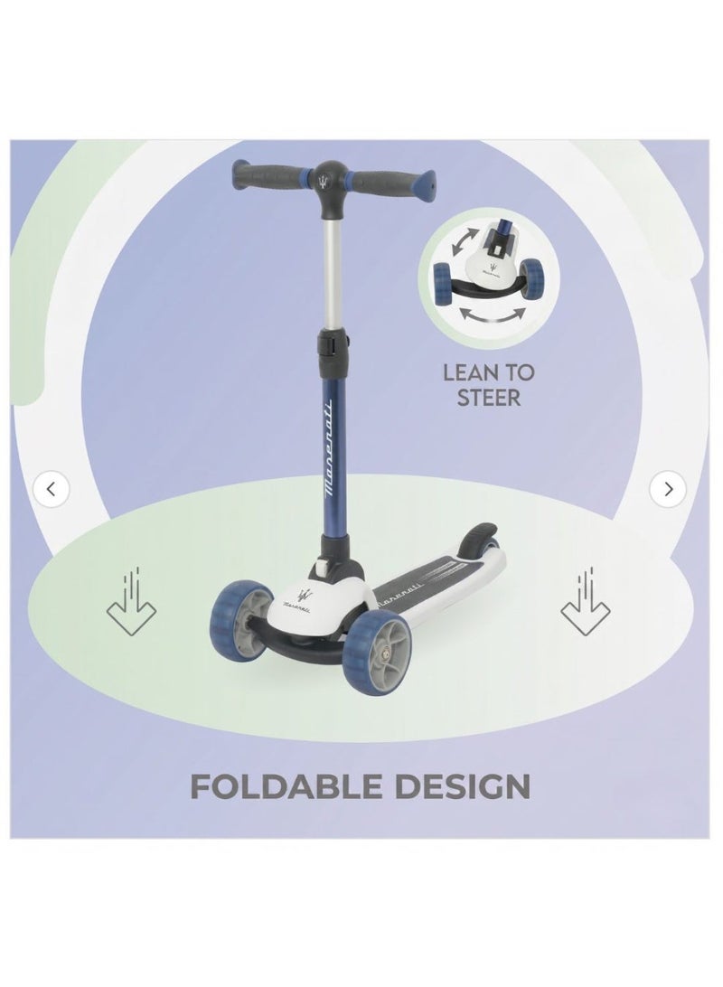 Maserati 3-Wheel Folding Kick Scooter for Kids Ages 3-8 | Adjustable Height, Flashing LED Light-Up Wheels & Lean-to-Steer | Lightweight Toddler Scooter for Boys & Girls - Image 4
