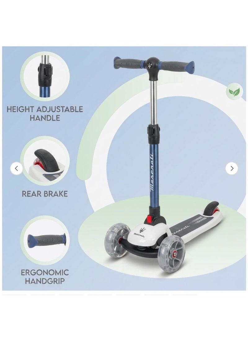 Maserati 3-Wheel Folding Kick Scooter for Kids Ages 3-8 | Adjustable Height, Flashing LED Light-Up Wheels & Lean-to-Steer | Lightweight Toddler Scooter for Boys & Girls - Image 3