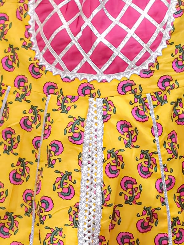 superminis Girls Cotton Floral Printed Gotta Work 3/4 Sleeves Kurti and Matching Sharara Ethnic Wear Set (18-24 Months, Yellow) - Image 5