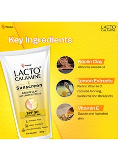 Lacto Calamine Sunscreen Spf 50 | 100G | Pa +++ Sunscreen For Oily Skin | Uva - Uvb Sunscreen | Water Resistant & No White Cast | With Kaolin Clay, Vitamin E & Lemon Extracts | Paraben Free (100 G)  - Image 5