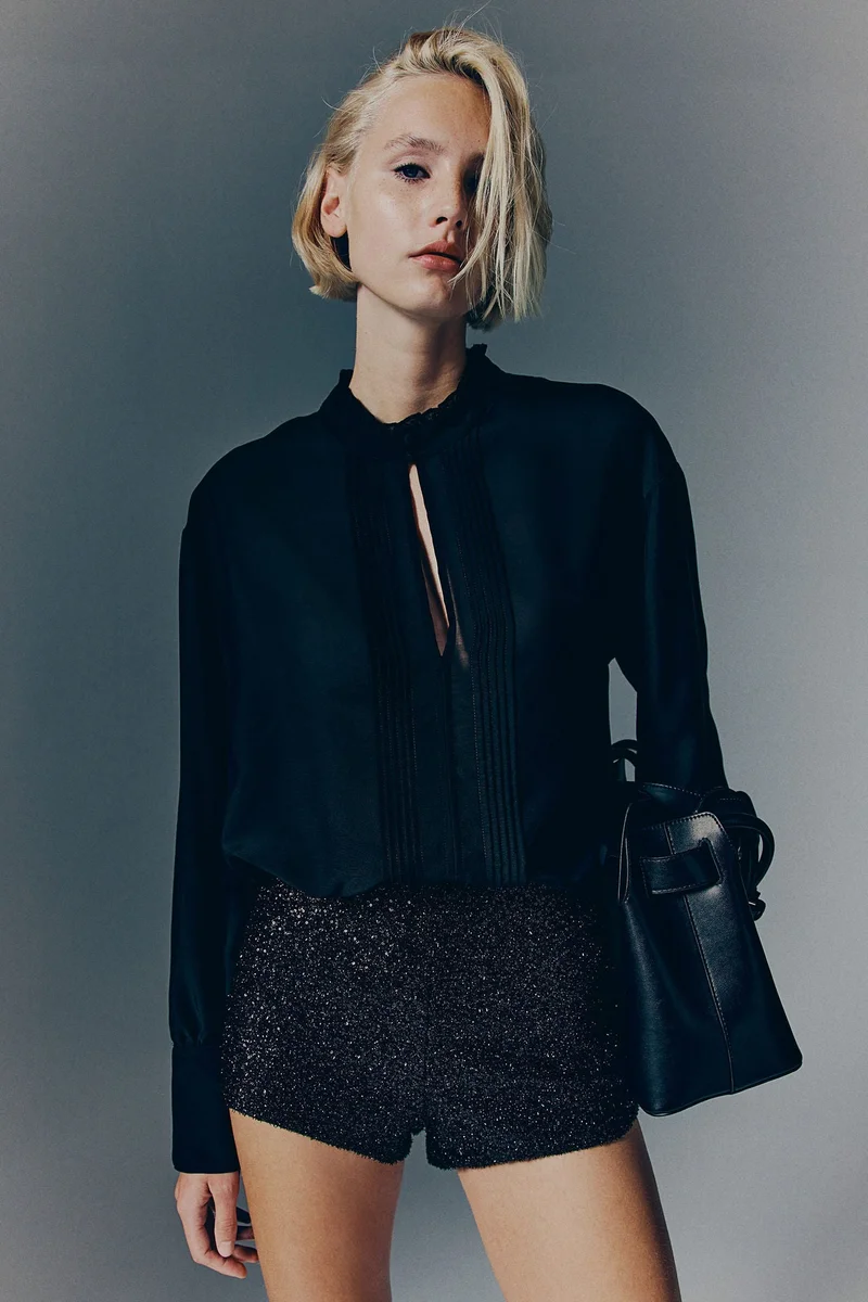 H&M Sheer Pintuck Blouse