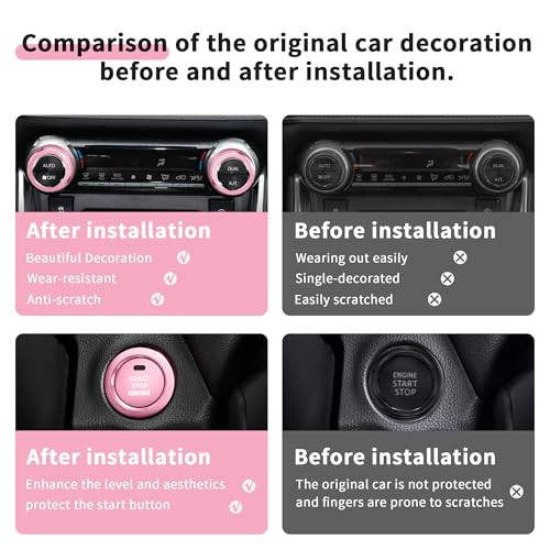 Polodunn for Toyota RAV4 Accessories 2025 2024 2023 2022 2021 2020 2019 -Air Conditioning Knob Covers, Push Start Button Cover Trim Rings 4pcs (Pink) - Image 4