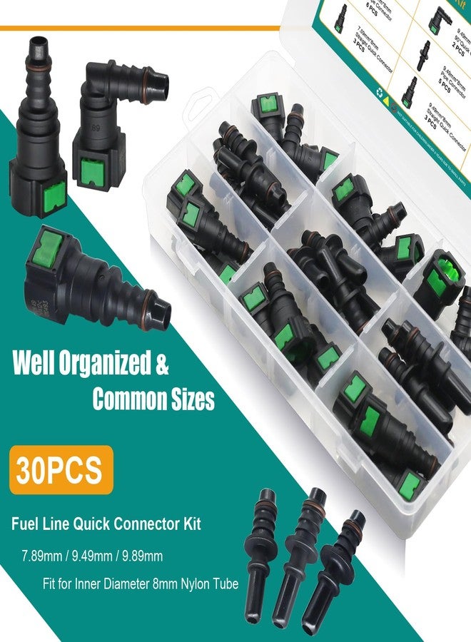 Dekiphox 30pcs Assorted Fuel Line Quick Connector Set, Fuel Line Repair Kit Hose Release Connect Fittings SAE 7.89mm 9.49mm 9.89mm to ID 8mm - Image 4