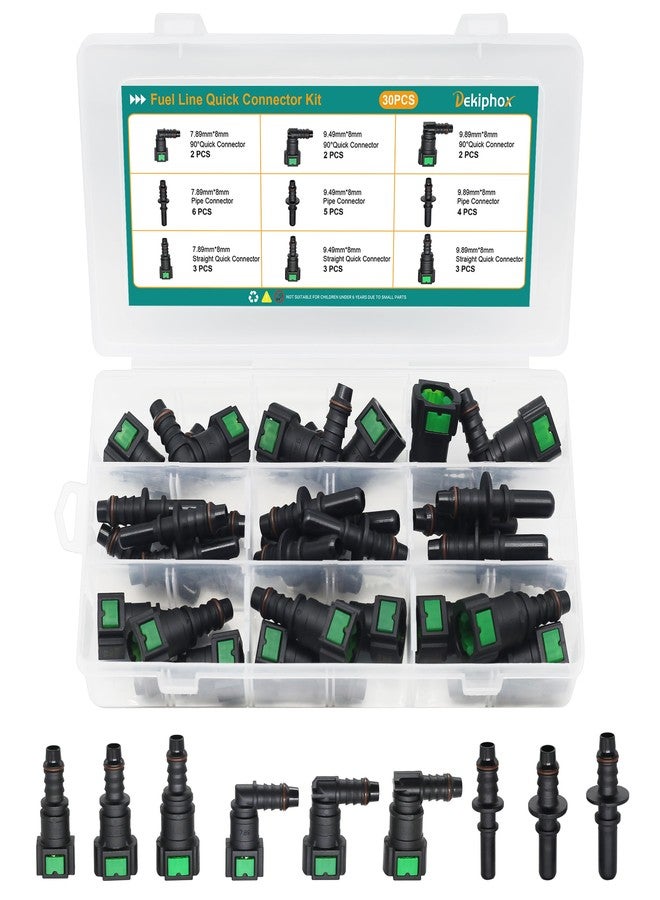 Dekiphox 30pcs Assorted Fuel Line Quick Connector Set, Fuel Line Repair Kit Hose Release Connect Fittings SAE 7.89mm 9.49mm 9.89mm to ID 8mm - Image 1