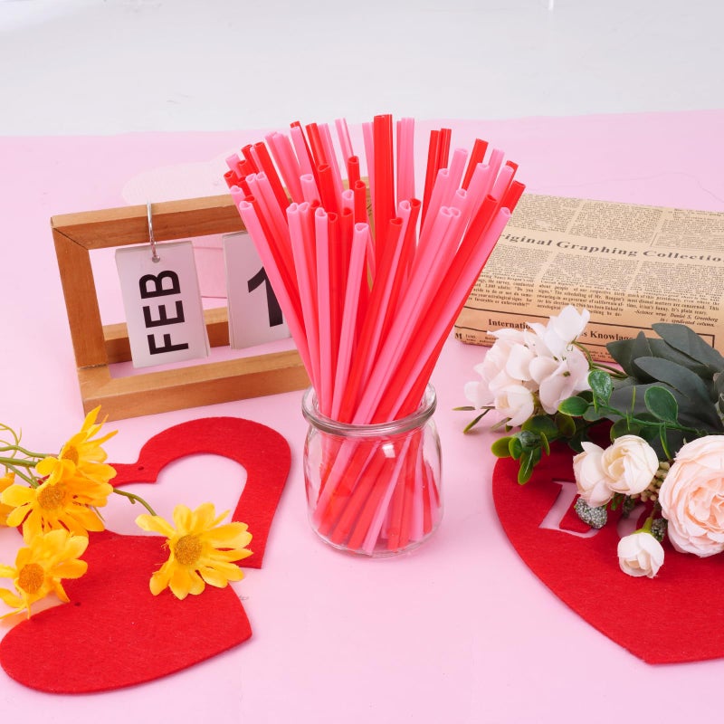 Rbenxia Rbenxia 100PCS Heart Shaped Straws Cute Drinking Straws Mixed Pink Red Heart Disposable Straws for Romantic Celebrations Valentine's Day Wedding Birthday Parties Special Occasions Cocktail Supplies - Image 3
