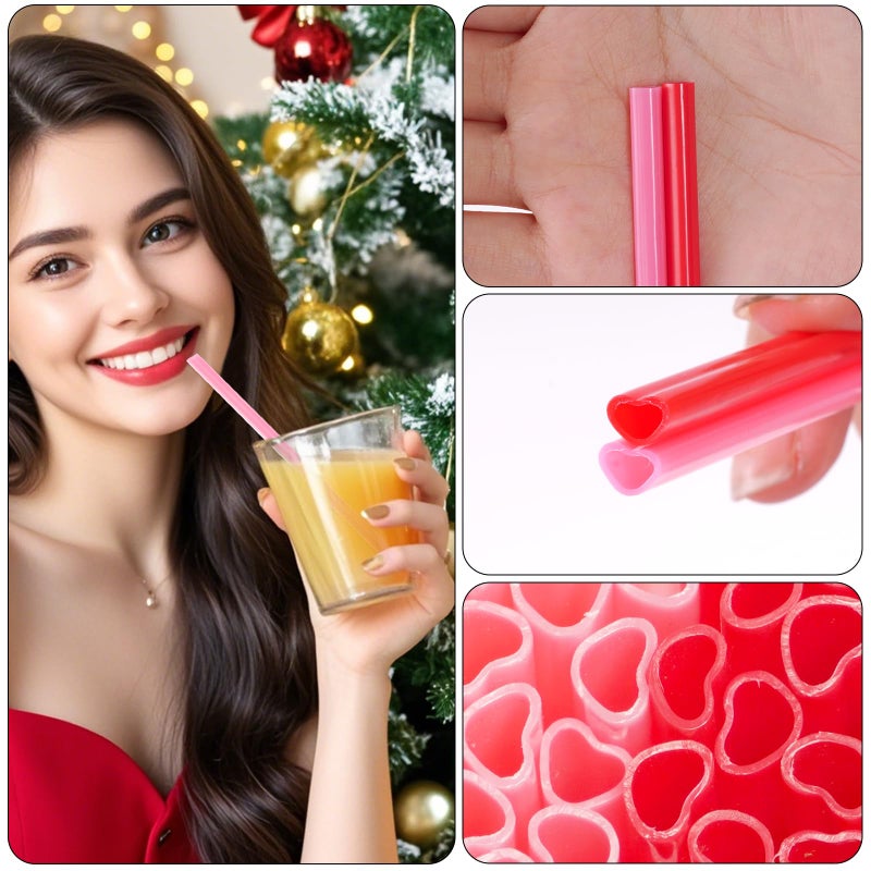 Rbenxia Rbenxia 100PCS Heart Shaped Straws Cute Drinking Straws Mixed Pink Red Heart Disposable Straws for Romantic Celebrations Valentine's Day Wedding Birthday Parties Special Occasions Cocktail Supplies - Image 2