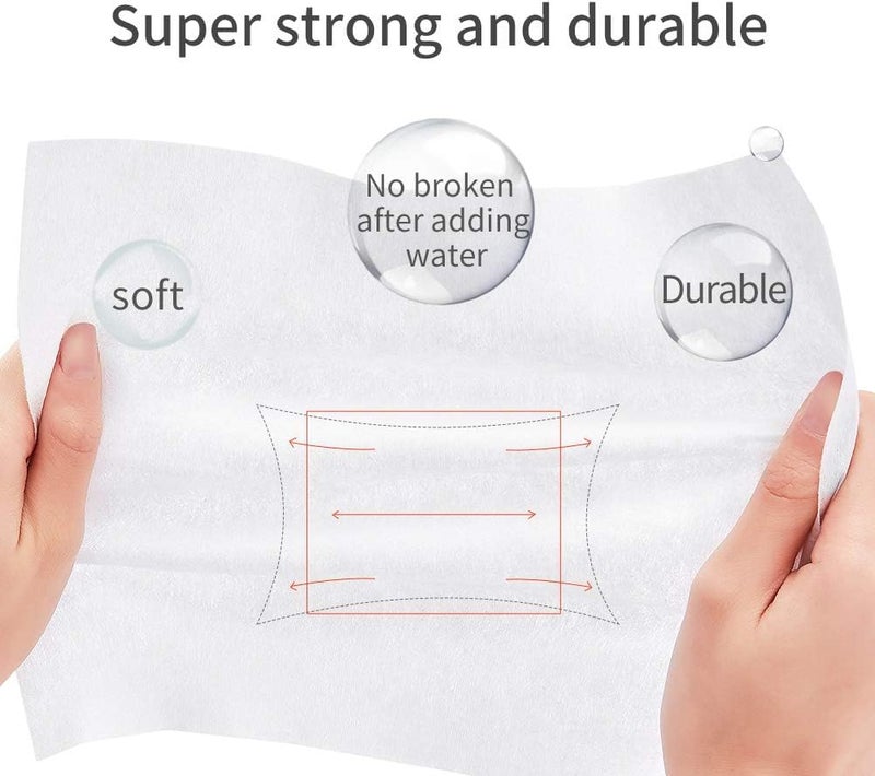 PIRU Piru Disposable Dry Wipes for Baby and Adults 100 Count 50 wipes 2 Pack Ultra Soft Cotton Tissue Washcloths 8 x 8 Travel Size - Image 5