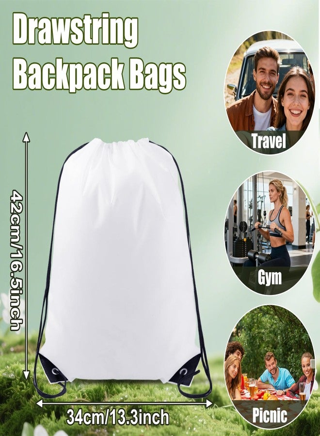 Cabaubl 20 Pcs Drawstring Bags, String Backpack Bulk, Cinch Bag for gym party trip, Drawstring Bags for Men Women(White) - Image 2