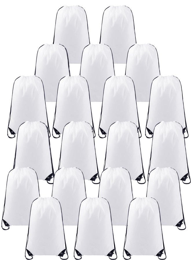Cabaubl 20 Pcs Drawstring Bags, String Backpack Bulk, Cinch Bag for gym party trip, Drawstring Bags for Men Women(White) - Image 1