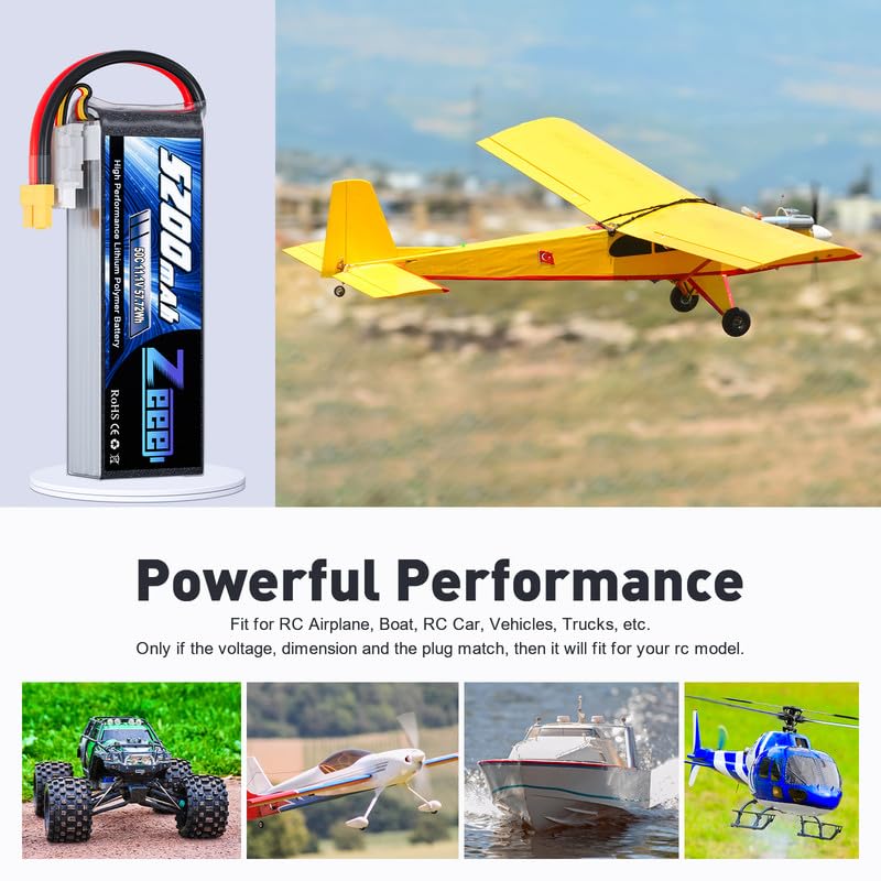 Zeee 3S Lipo Battery 5200mAh 50C 11.1V RC Batteries with XT60 Connector Soft Case for RC Airplane Helicopter Plane Quadcopter RC Car Truck Boat - Image 5