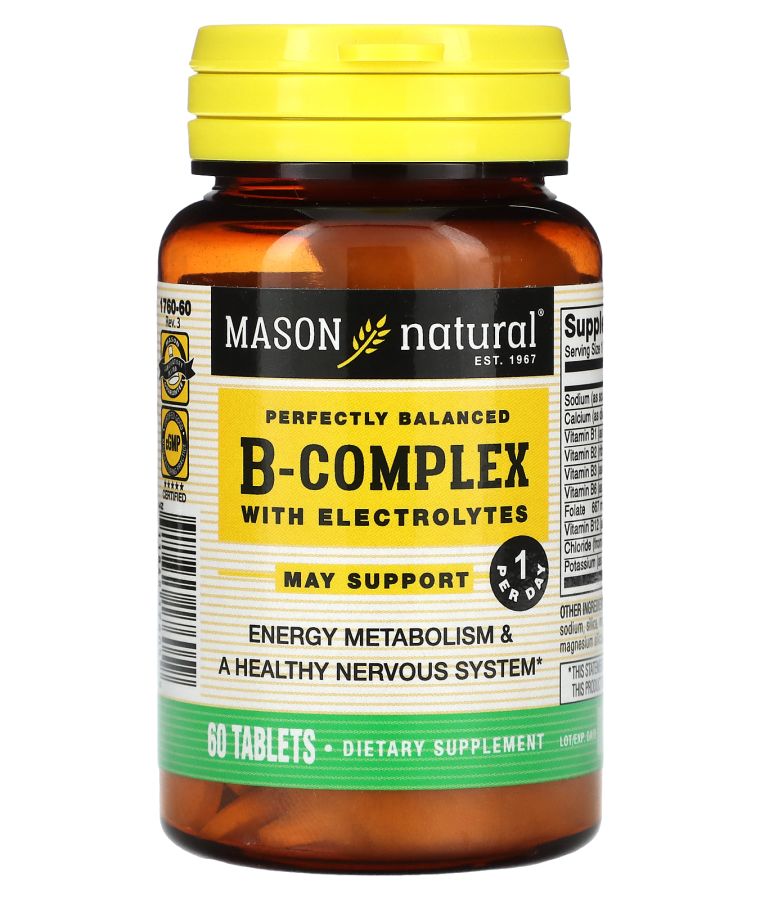Mason Natural Perfectly Balanced B-Complex with Electrolytes 60 Tablets