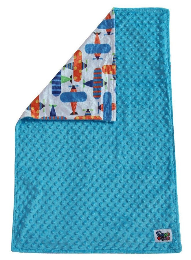 Snuggle Stuffs Unisex Baby Reversible Minky Dot Stroller Blanket (Choose Color) (Airplane/Turquoise) - Image 2