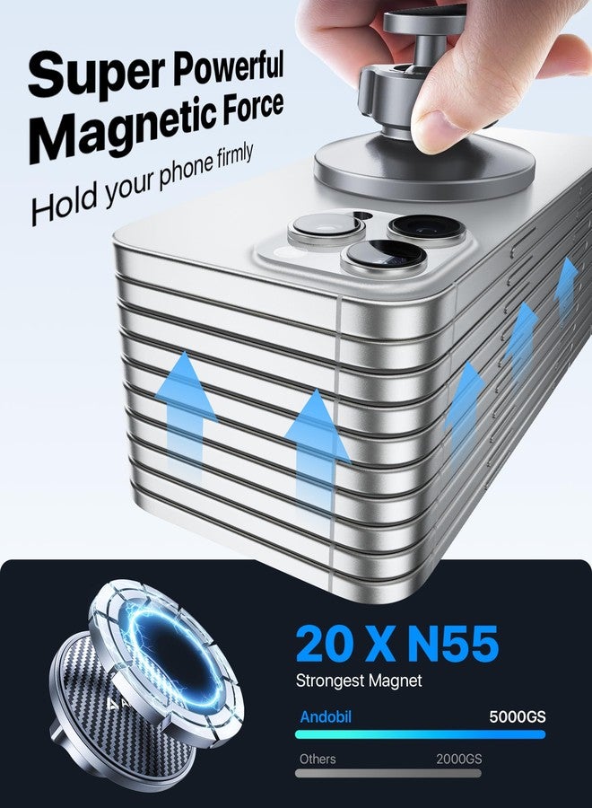 andobil Upgrade Tesla Phone Mount [Strong Magnet & Foldable] MagSafe Car Mount for Tesla New Model Y Juniper Model 3, 360° Adjustable Tesla Phone Holder fits iPhone 17 16 15 Pro Max, Tesla Accessories - Image 2