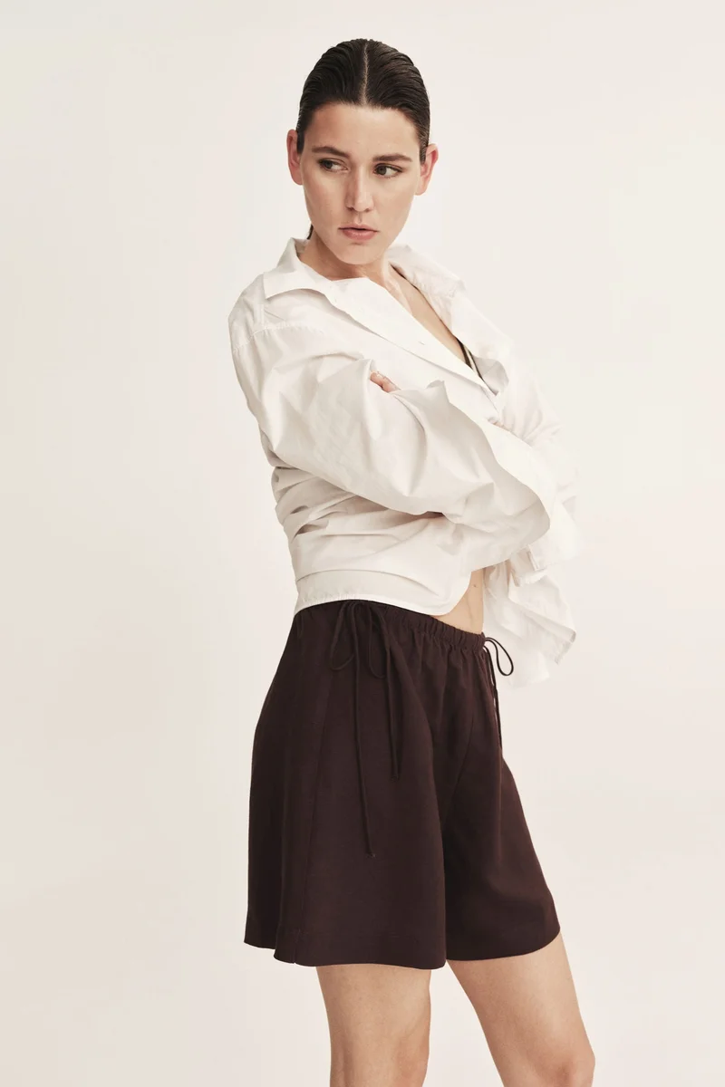 H&M Drawstring-detail linen-blend shorts