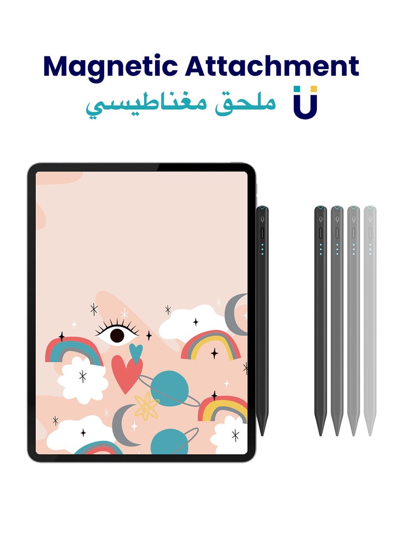 تاينيموس قلم ايباد ستايلس إلكتروني رقمي نشط ذكي بميزة شحن سريع و رفض راحة اليد (يدعم ايباد الجيل 11 وايباد a16 والعاشر والتاسع والثامن والسابع والسادس، وايباد برو واير وميني) 2018-2026 - أسود - Image 5