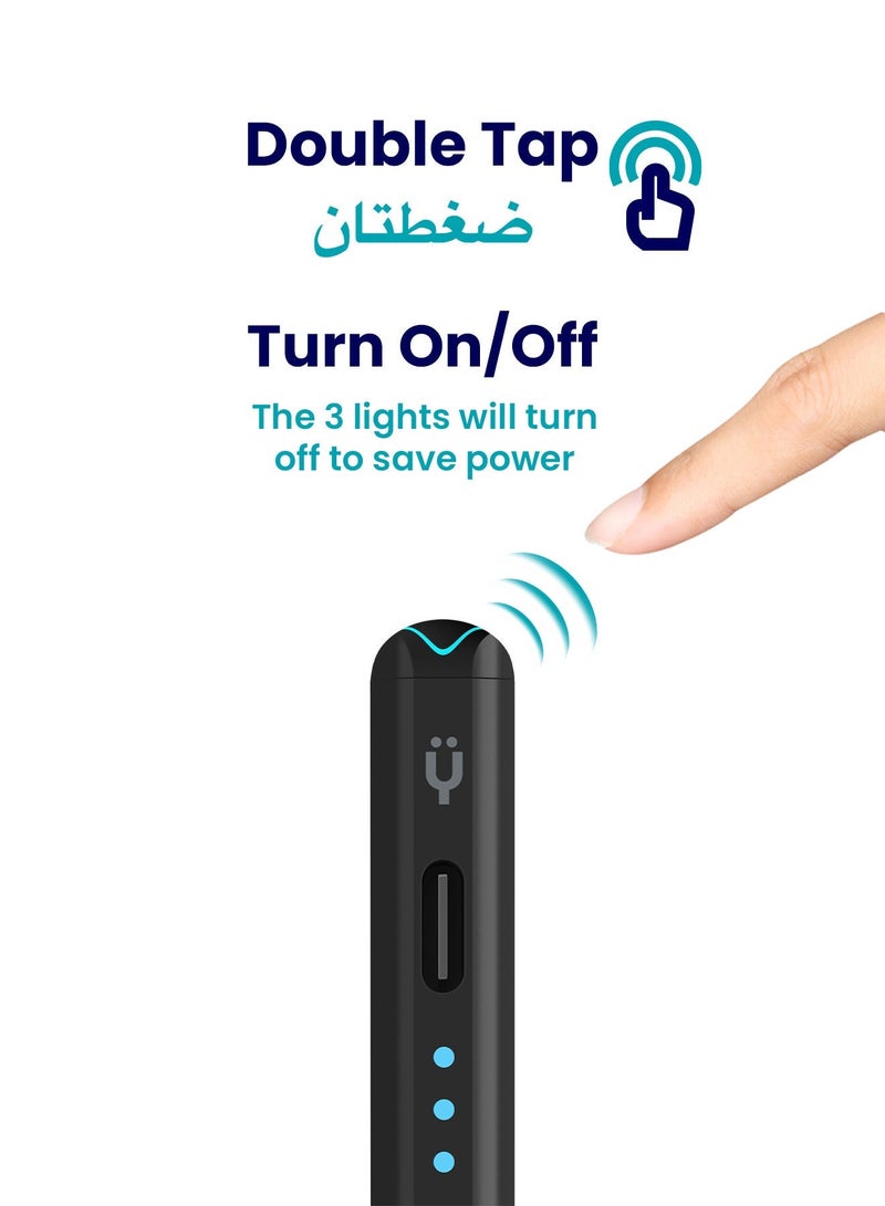 تاينيموس قلم ايباد ستايلس إلكتروني رقمي نشط ذكي بميزة شحن سريع و رفض راحة اليد (يدعم ايباد الجيل 11 وايباد a16 والعاشر والتاسع والثامن والسابع والسادس، وايباد برو واير وميني) 2018-2026 - أسود - Image 4