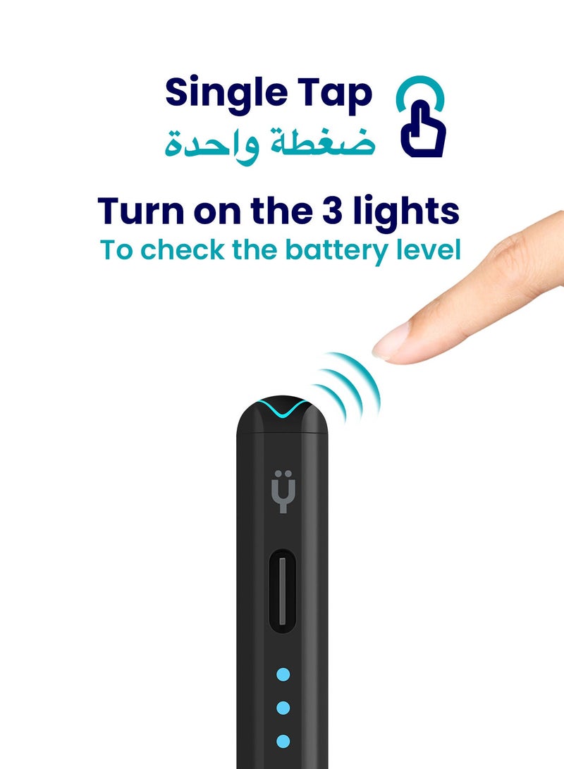 تاينيموس قلم ايباد ستايلس إلكتروني رقمي نشط ذكي بميزة شحن سريع و رفض راحة اليد (يدعم ايباد الجيل 11 وايباد a16 والعاشر والتاسع والثامن والسابع والسادس، وايباد برو واير وميني) 2018-2026 - أسود - Image 3