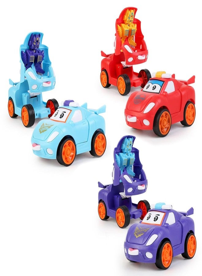 Space Enterprises Toy Car - 2-in-1 Robot & Car Toy for Boys & Girls | Auto-Transform Button | Car Toy for Kids (Multicolour) Pack of 3 - Image 1