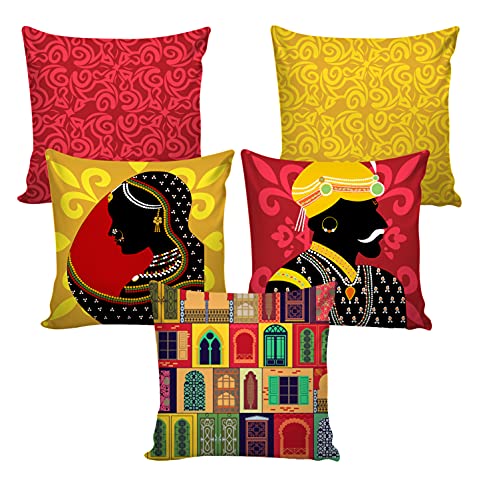 AEROHAVEN™ Set of 5 Ethnic Hand Made Jute Throw/Pillow Cushion Covers - CC181 - (20 x 20 Inch) - Image 2