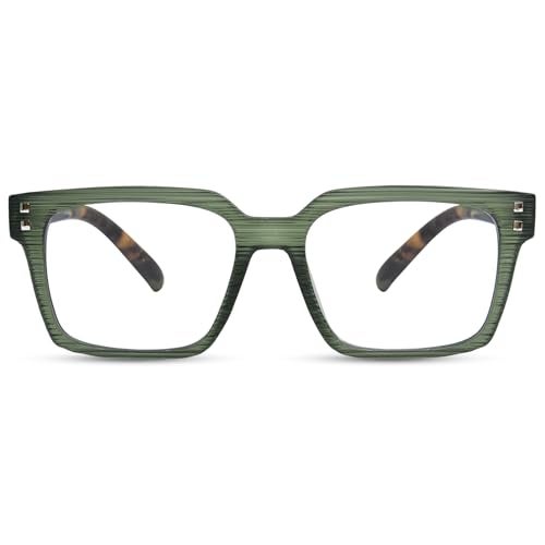 FONHCOO Reading Glasses for Women Men- Blue Light Reading Glasses with Spring Hinge, Anti Glare/Eyestrain Computer Readers(Green 2.0) - Image 1