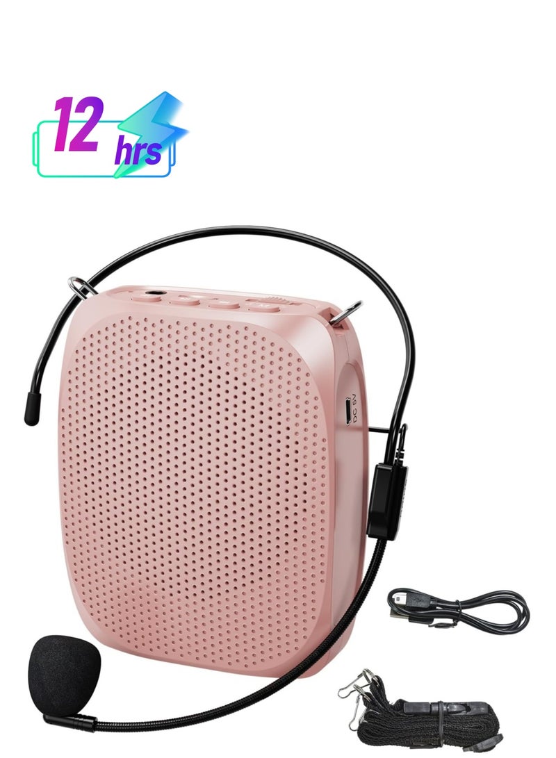 Wireless Voice Amplifier, Portable Mini Voice Amplifier with Wired Microphone Headset Waistband, Supports MP3 Format Audio for Teachers, Singing, Coaches, Training, Presentation, Tour Guide - Image 1