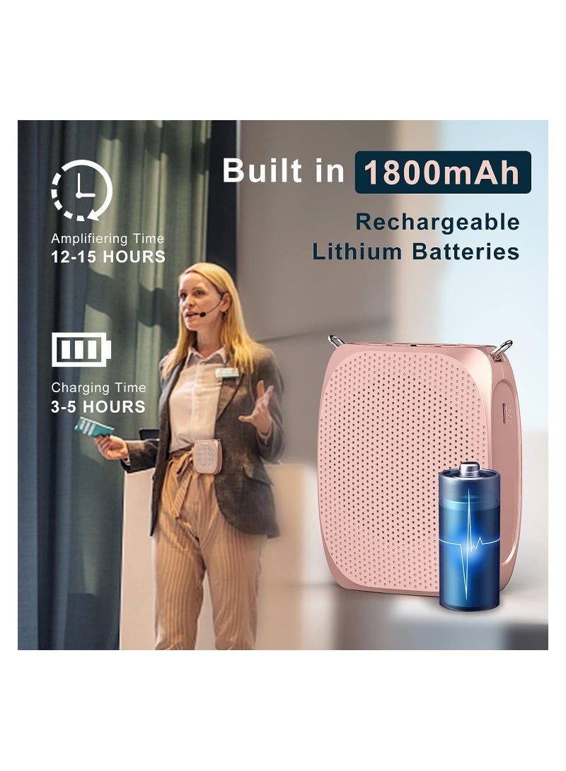 Wireless Voice Amplifier, Portable Mini Voice Amplifier with Wired Microphone Headset Waistband, Supports MP3 Format Audio for Teachers, Singing, Coaches, Training, Presentation, Tour Guide - Image 2