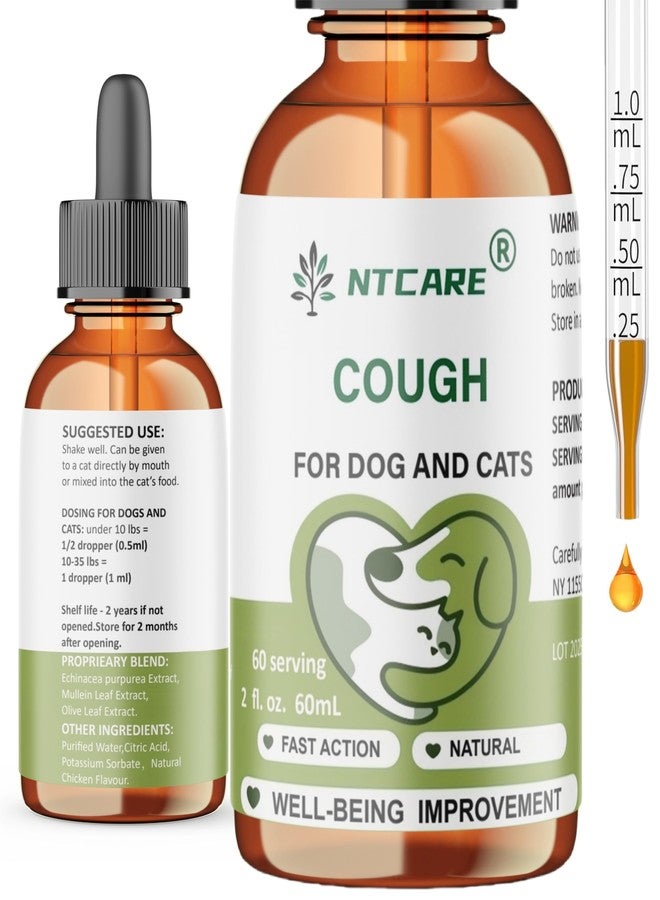 NTCARE Kennel Cough Drops for Dogs & Cats Cough Relief Dry and Wet Pet Cough Allergy Relief - for Dogs of All Breeds & Sizes-2 Oz - Image 1