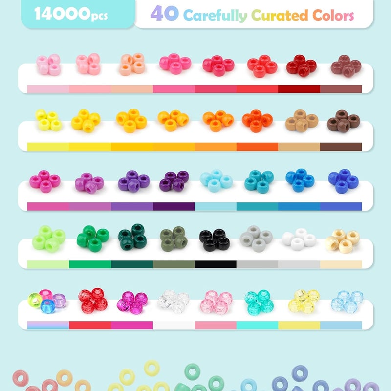 Sistenia 14,000-Piece Pony Beads Kit - Rainbow Rave Kandi Beads for DIY Jewelry & Hair Accessories - Image 4