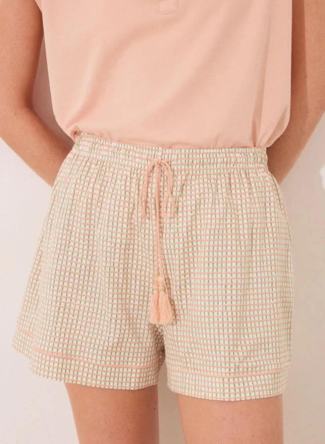 women'secret Orange plaid cotton short sleeve sleeved pyjamas