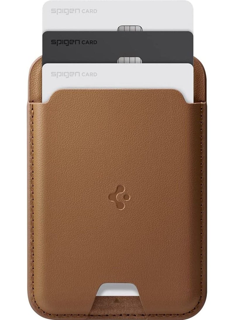 Spigen Valentinus (MagFit) Magnetic Wallet Card Holder (3 Cards) for MagSafe Compatible with iPhone 16, iPhone 15, iPhone 14, iPhone 13 and iPhone 12 Models - Brown  - Image 2