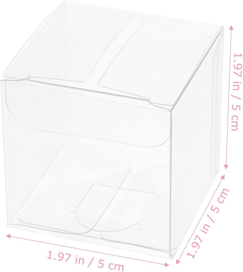Healifty 50pcs Clear Boxes for Favors, 2x2x2 Inches Plastic Boxes, Transparent PVC Candy for Thanksgiving, Christmas, Wedding, Party, Birthday - Image 2